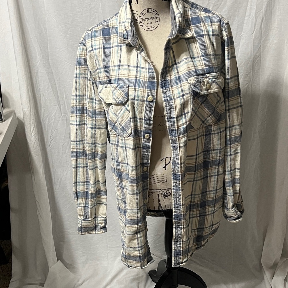 Sonoma Blue and Cream Flannel Plaid Shirt